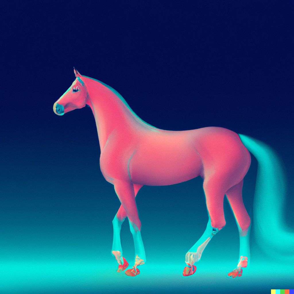 a horse, 3D digital painting, soft gradients, bright colors